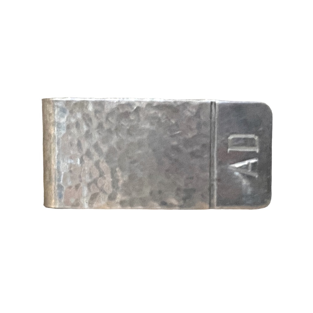 Vintage Schroth Hand Made Sterling Silver Hammered Money Clip